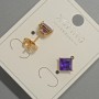 Xuping oorstekers met paars kristal, diameter 6 mm ±, 18K goudvergulding