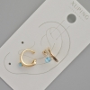 Xuping ear cuff met lichtblauw kristal en witte strass, diameter 11,5x5,5mm+- 18K verguld