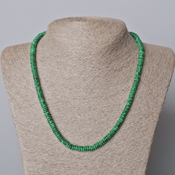 Ketting Malachiet (geperst) gladde rondel, diameter 6x2mm+-, lengte 45-49cm+