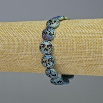 Armband hematiet 'Boom' mat kameleon-kleur, diameter 12,5×4,5 mm, lengte 18 cm +-, rekbaar