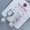 Xuping-oorbellen met rhodium en Majorka-parel, diameter 10 mm en witte strass-stenen, lengte 30 mm +