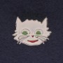Broche Kat wit emaille zilverkleurig metaal 27×22 mm+