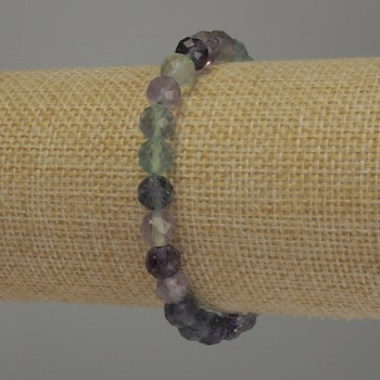 Armband fluoriet facetkralen, diameter 6 mm ±, lengte 18 cm rekbaar