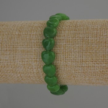 Armband chrysopraas hart, diameter 10x10mm+-, lengte 18cm stretch