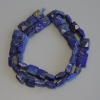 Faceted Lapis Lazuli Beads, Square, 8.5–9.5 mm, on thread, length 39 cm