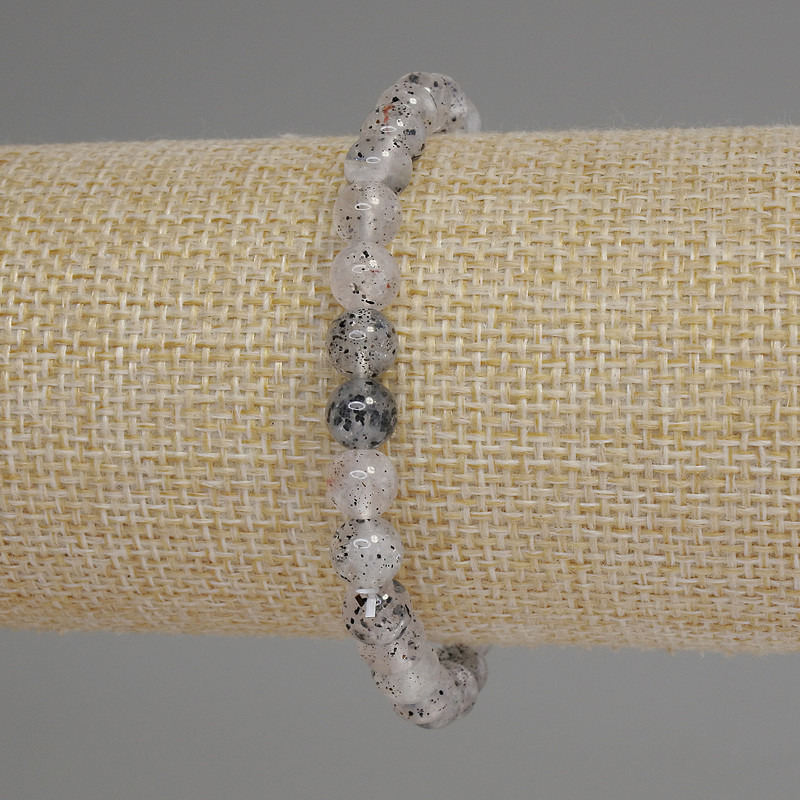 Armband Herkimer Kwarts Diamantkwarts gladde kraal 6mm+-, lengte 18cm+- stretch