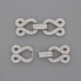 Fournituren sluiting voor twee draden met witte strass-stenen, diameter 30×12 mm, zilverkleurig metaal