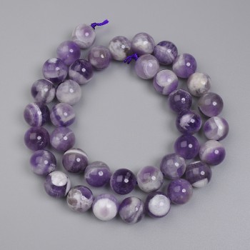 Amethist Chevron kralen, gladde bol, diameter 10,5 mm +- op draad, lengte 39 cm+