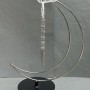 Halvemaanhouder voor bol 24×17 cm ± Ø 10 cm ± kettinglengte 16 cm ± zilverkleurig metaal