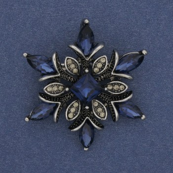 Accent broche-hanger met strass-stenen, zilverkleurig metaal, 34 mm+