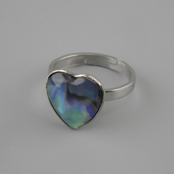 Ring met haliet in hartvorm 13×13 mm ± zonder, materiaal: zilverachtig metaal