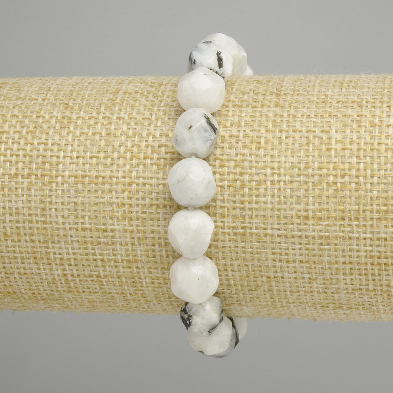 Armband Adulariet facets, diam. 10×9mm +-, lengte 18cm +- rekbaar