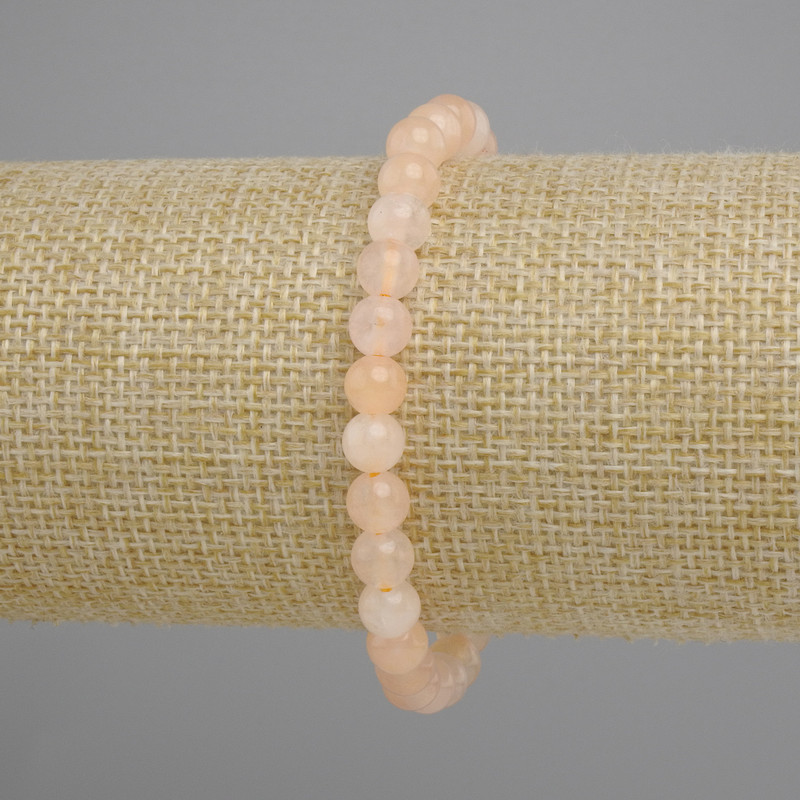 Bracelet Citrien gladde kralen, diametere 6mm, lengte 18cm, elastische band
