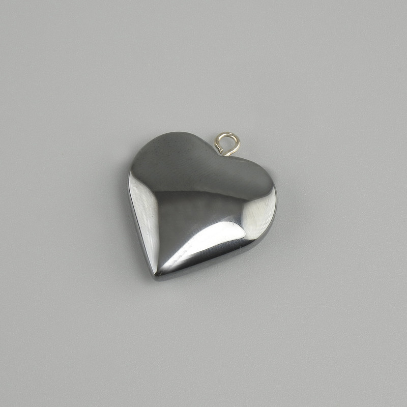 Hanger Hematiet hart, diameter 20x20mm+