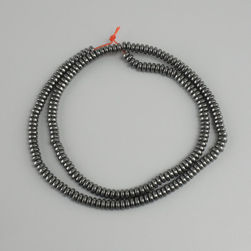 Kralen Hematiet rondelle, diameter 4x2mm+-, lengte 40cm+