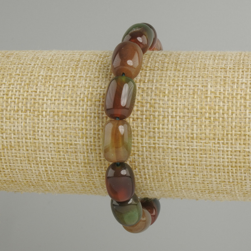 Armband Agaat ton, diameter 14x10mm+-, lengte 18cm+- stretch