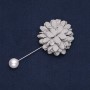 Broche-speld met stoffen bloem "Chrysant", diameter 4cm, lengte 9cm