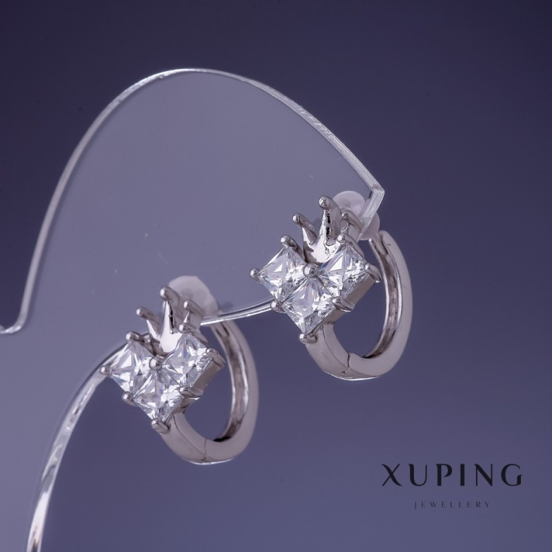 Xuping oorbellen Kroon 12x14mm rhodium