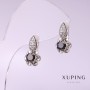 Xuping oorbellen met zwarte steen 16×9 mm rodiumlaag