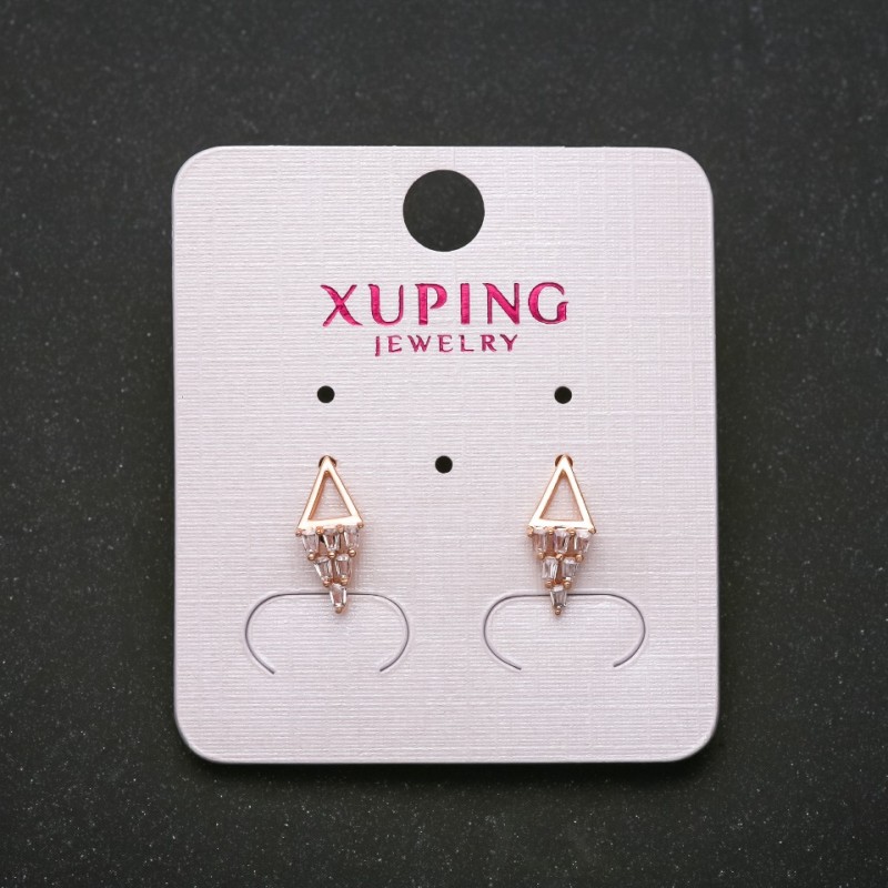 Oorstekers Xuping met witte stenen, lengte 14 mm, 18K goudvergulding