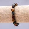 Elastische armband Tijgeroog, Stierenoog en Valkenoog getrommeld 8x10(±)mm