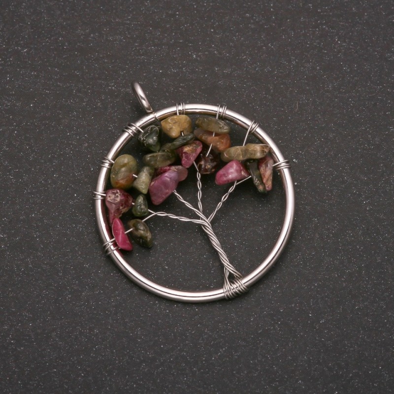 Hanger «Boom van geluk» met toermalijn, diameter 30 mm