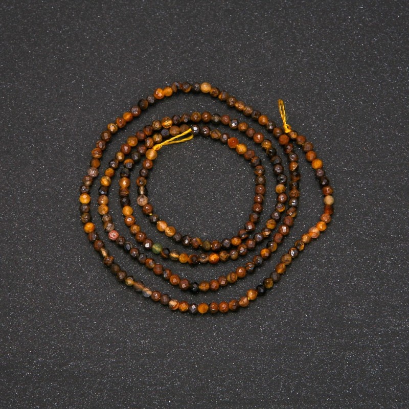 Kralen op draad Tijgeroog gefacetteerde bolletjes, diameter 2 mm (±), lengte 38 cm