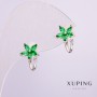 Ear cuff Xuping Rhodium met groene stenen, diameter 8mm +
