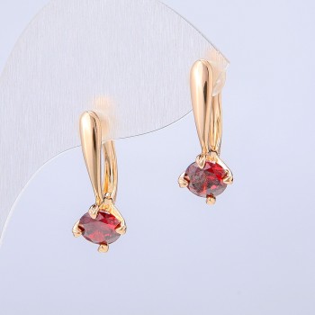 Oorbellen Xuping 18K verguld met rood kristal, diameter 22x8mm +