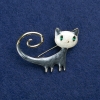Uitverkoop! Broche Katje goudkleurig metaal, emaille en strass 44x32mm +