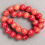 Kralen Coral (kunststof acryl) aan draad, gladde bolletjes, diameter 14 mm ±, lengte 40 cm ±