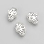 Fournituren kraal-inzet schedel, afmetingen 11×8×6 mm, verpakking 20 g, 11 stuks ±, metaalkleur 'zilver'