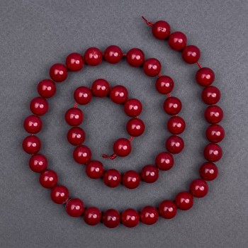 Koraalkraal, natuurlijk, gladde kraal, diameter 9 mm, lengte 40 cm, op draad
