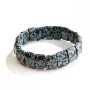 Armband op elastische band zwart-wit Sneeuwobsidiaan Apache-tranen rechthoekige stenen 11×15(±)mm
