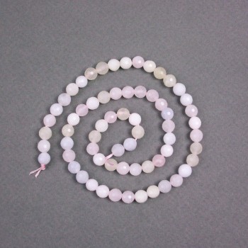 Kralen aan de streng Morganiet natuursteen geslepen bol, diameter 6mm+-, lengte 38cm+