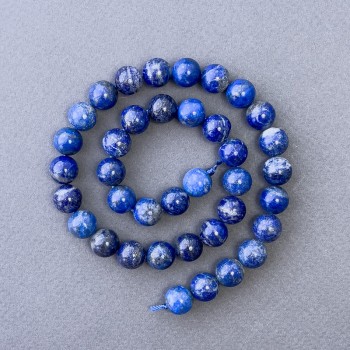 Kralen Lapis Lazuli natuursteen gladde bol, diameter 10mm+-, lengte 38cm+