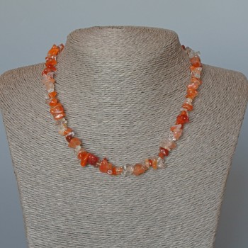 Ketting Carneool natuursteen chips, diameter 8x4mm+-, lengte 44cm+